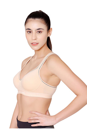 Bodycare cotton spandex wirefree adjustable straps seamless padded sports bra-1615S