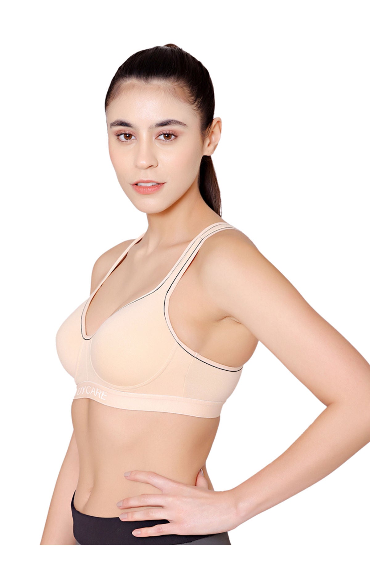 Bodycare cotton spandex wirefree adjustable straps seamless padded sports bra-1615S