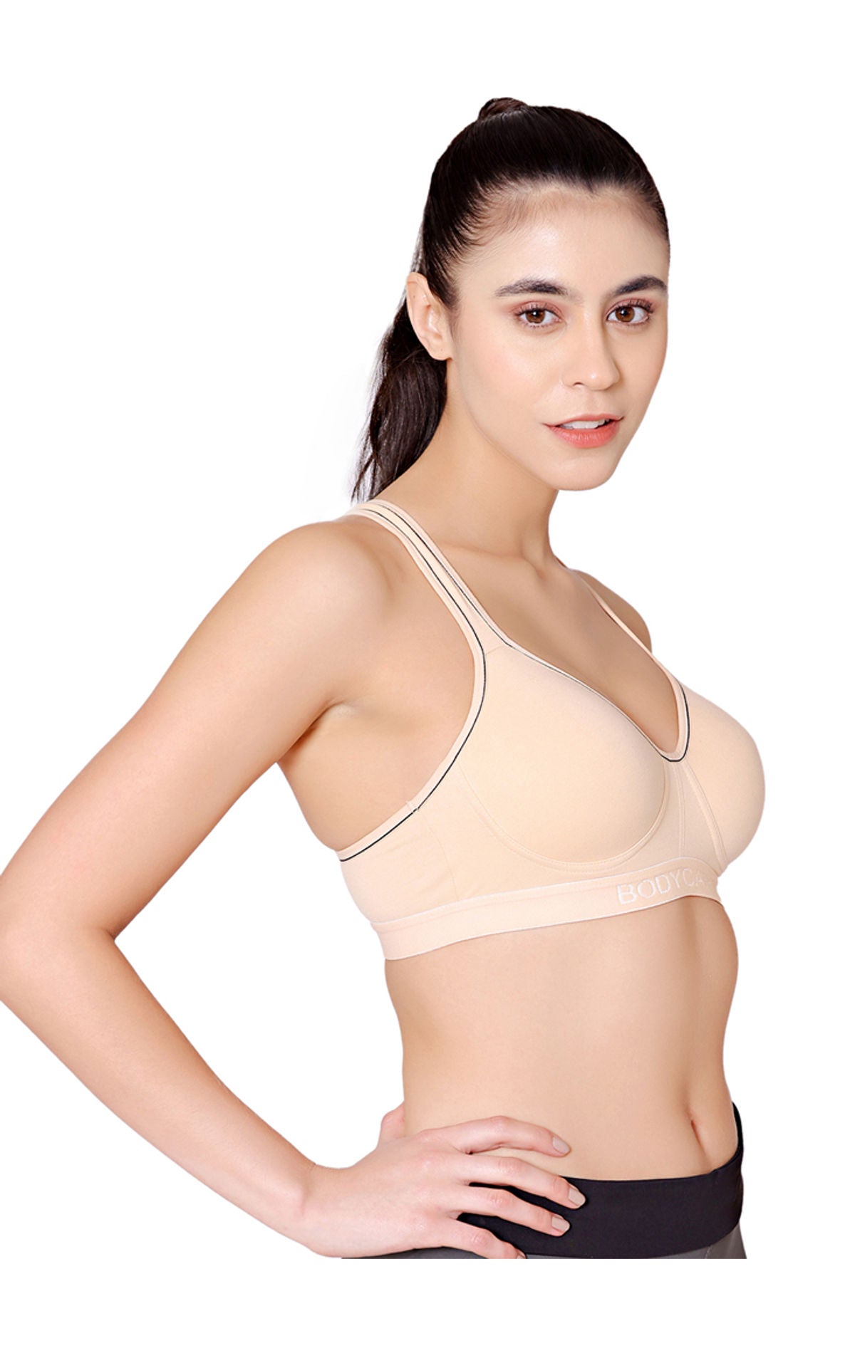 Bodycare cotton spandex wirefree adjustable straps seamless padded sports bra-1615S