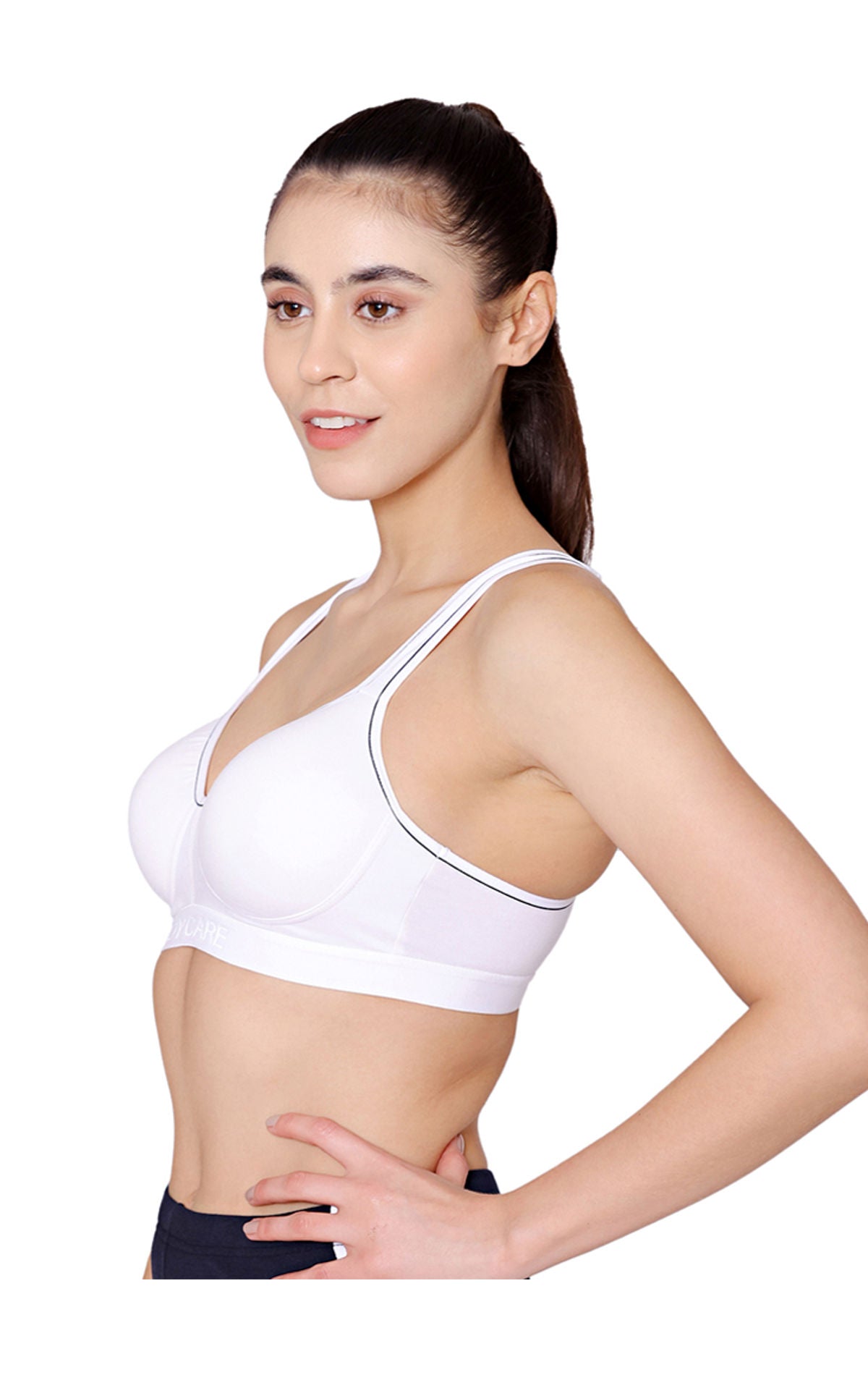 Bodycare cotton spandex wirefree adjustable straps seamless padded sports bra-1615W