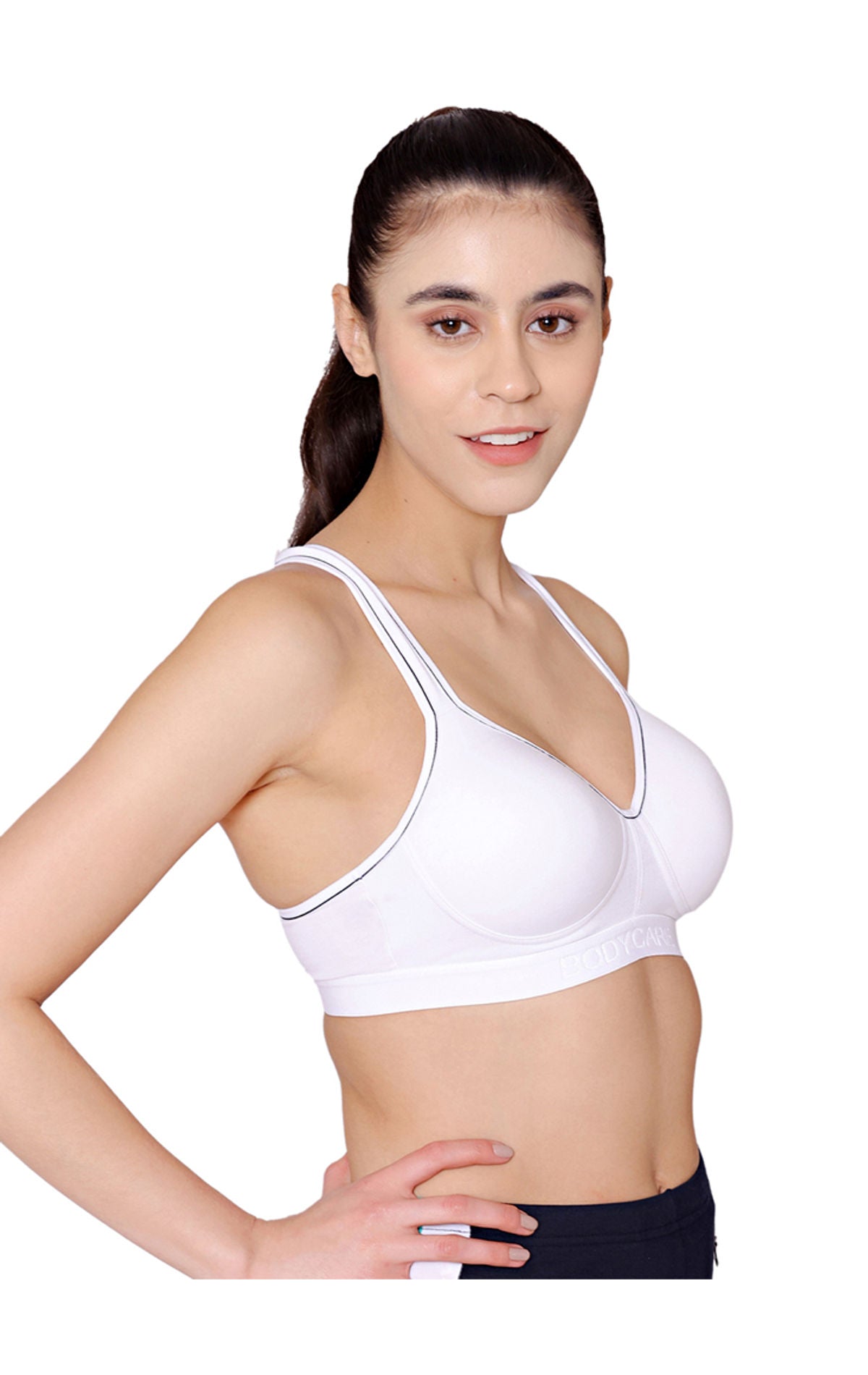 Bodycare cotton spandex wirefree adjustable straps seamless padded sports bra-1615W