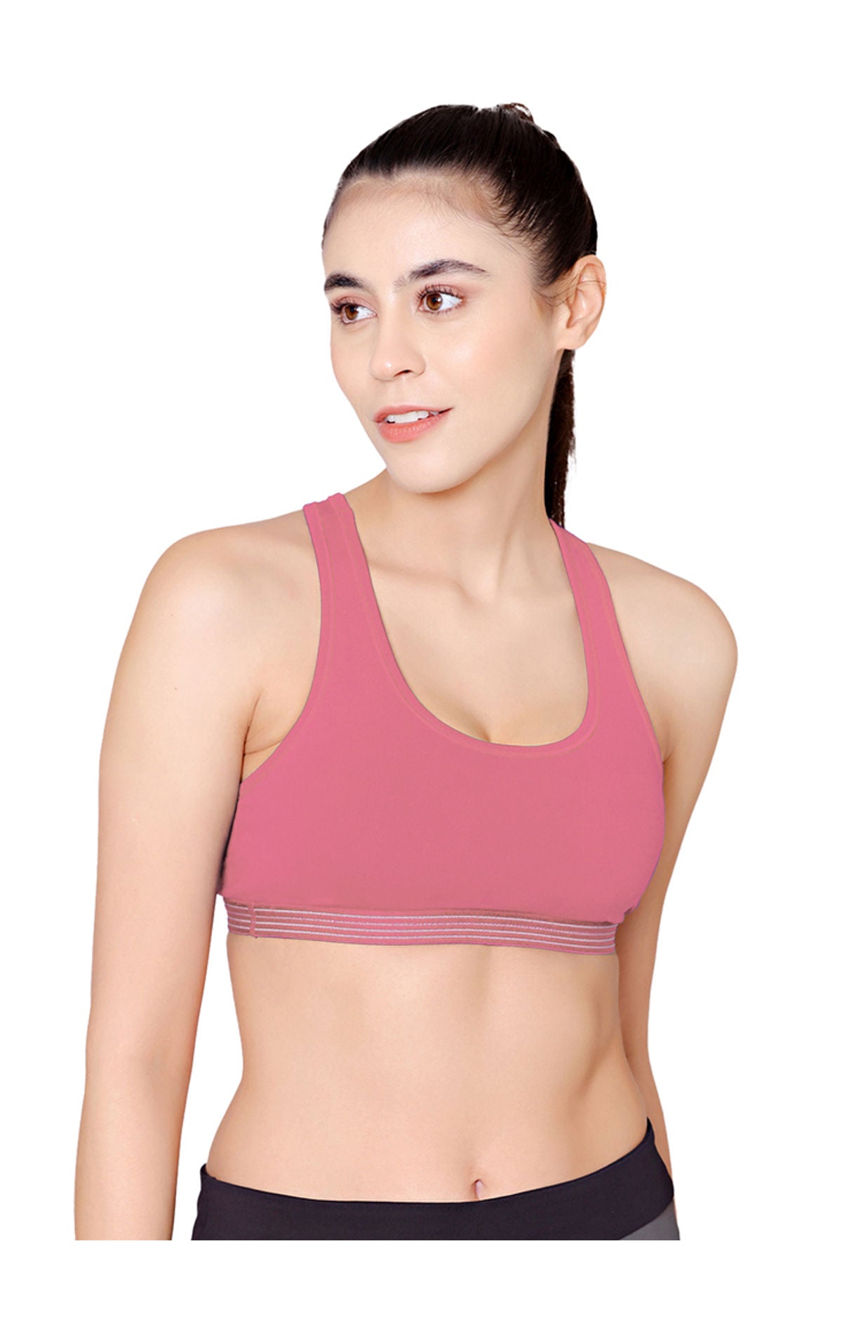 Racerback Sports Bra-1616-Pink