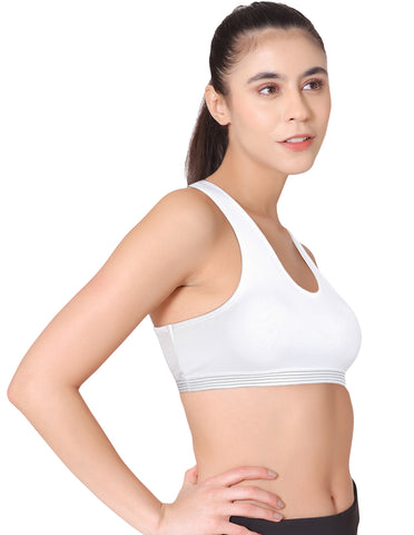 Racerback Sports Bra-1616-White