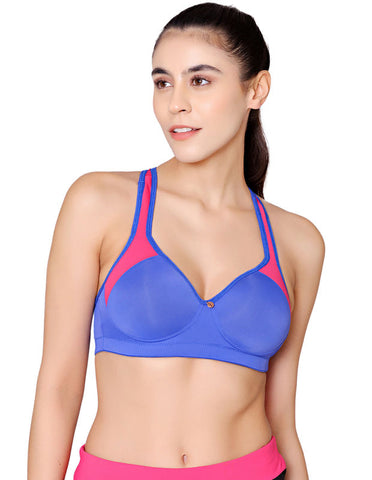 Bodycare Polyamide spandex broad straps seamless padded sports bra-1624RBLU