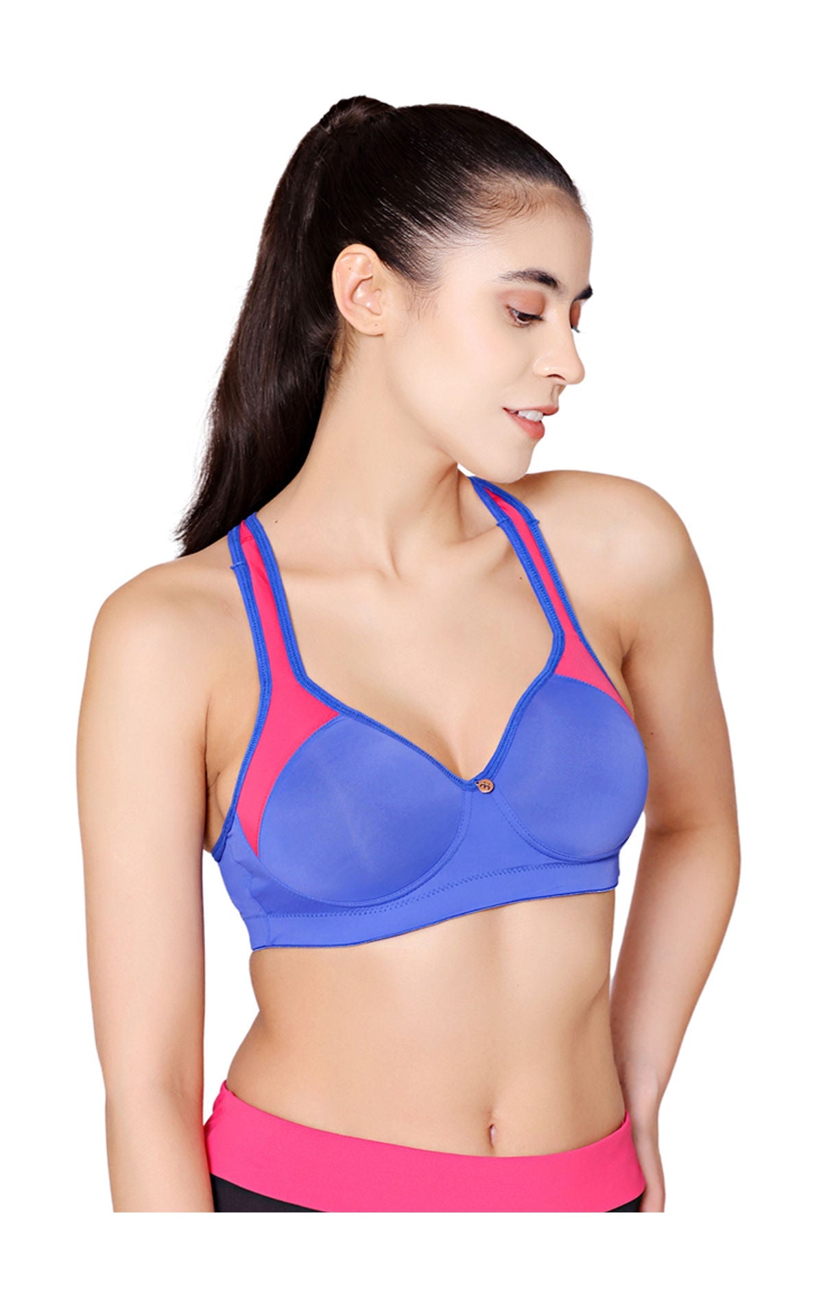 Bodycare Polyamide spandex broad straps seamless padded sports bra-1624RBLU