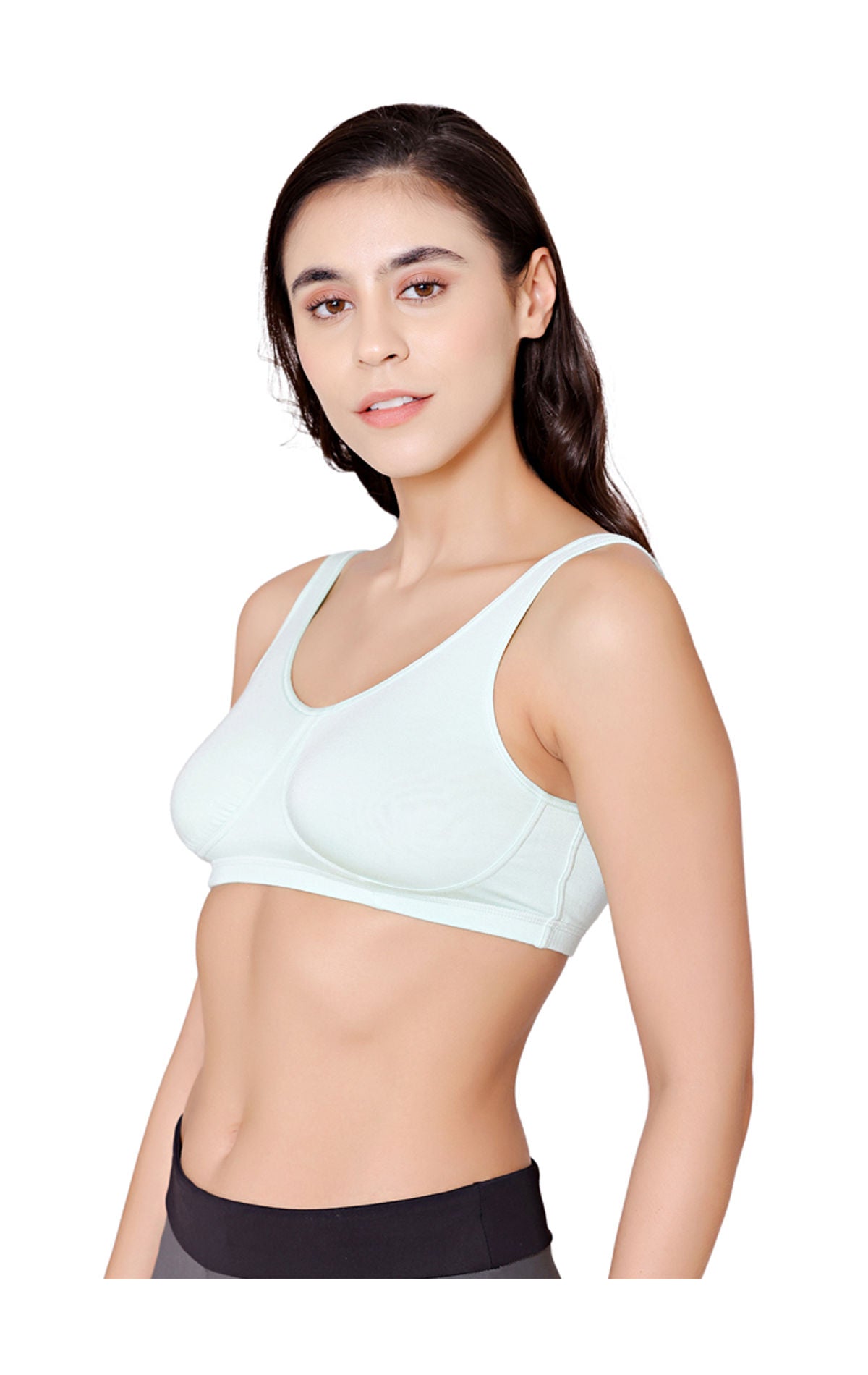 Bodycare modal spandex wirefree broad straps soft cup sleep bra-1625SGRN