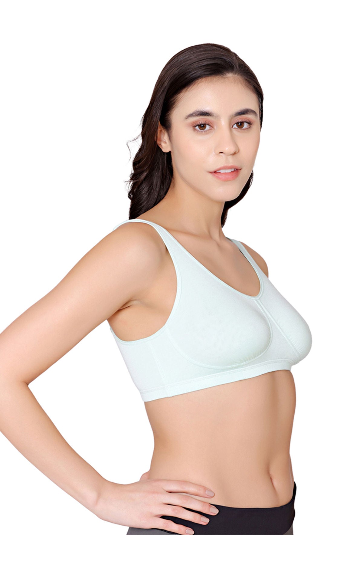 Bodycare modal spandex wirefree broad straps soft cup sleep bra-1625SGRN