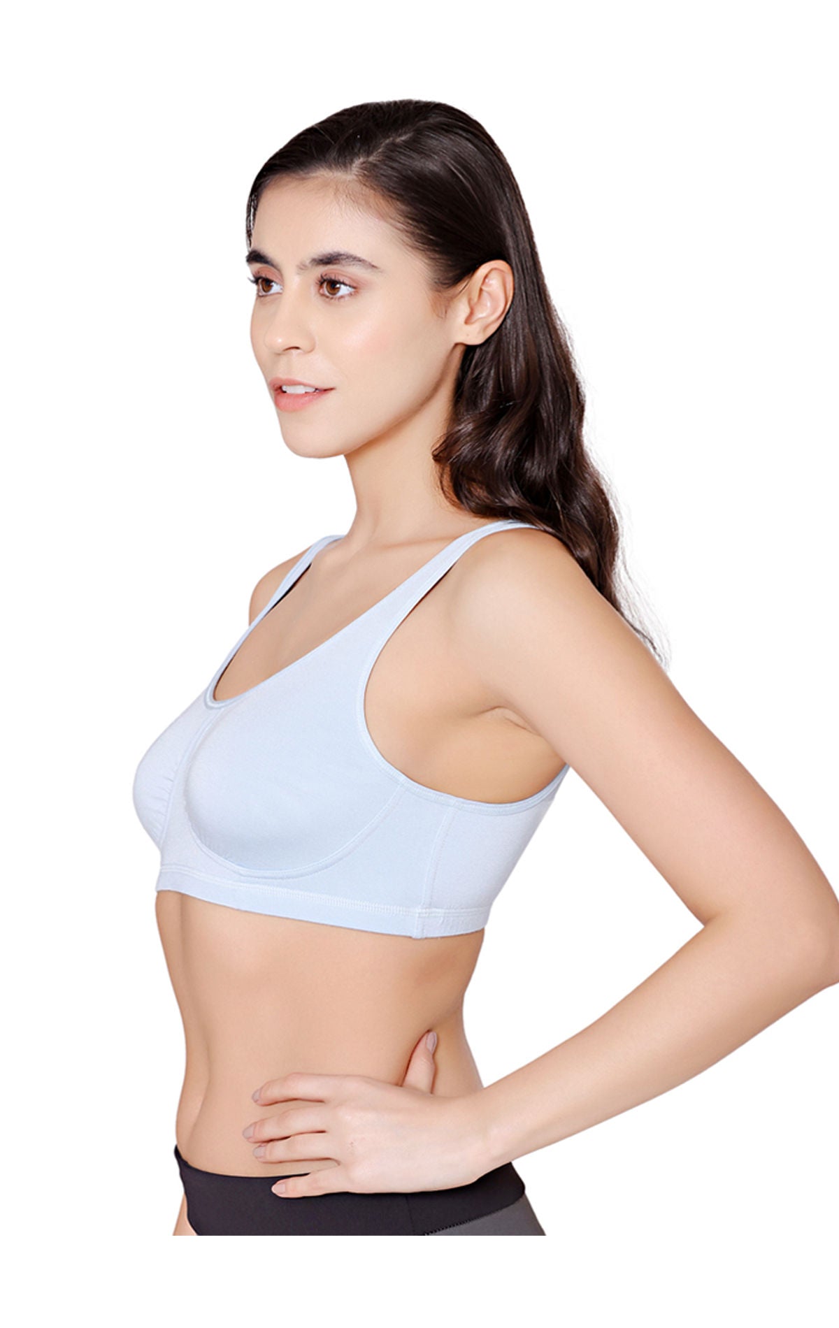 Bodycare modal spandex wirefree broad straps soft cup sleep bra-1625SKY