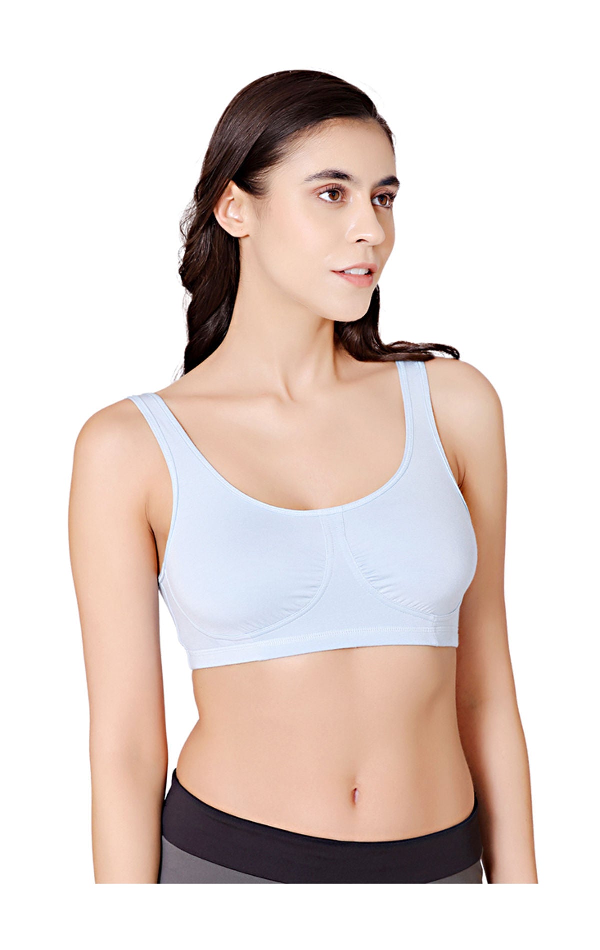 Bodycare modal spandex wirefree broad straps soft cup sleep bra-1625SKY