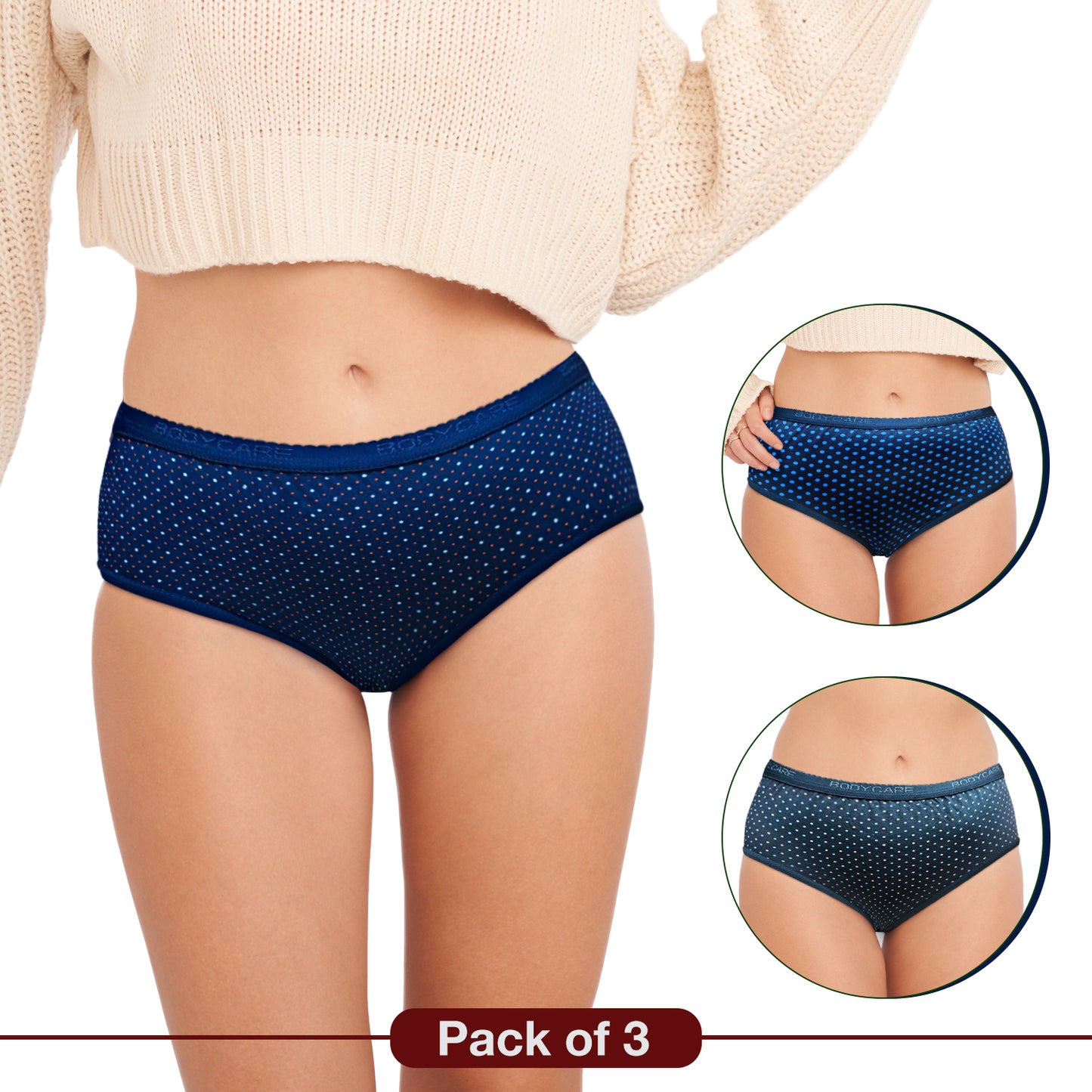 Pack of 3 Printed Cotton Briefs in Assorted colors-1701