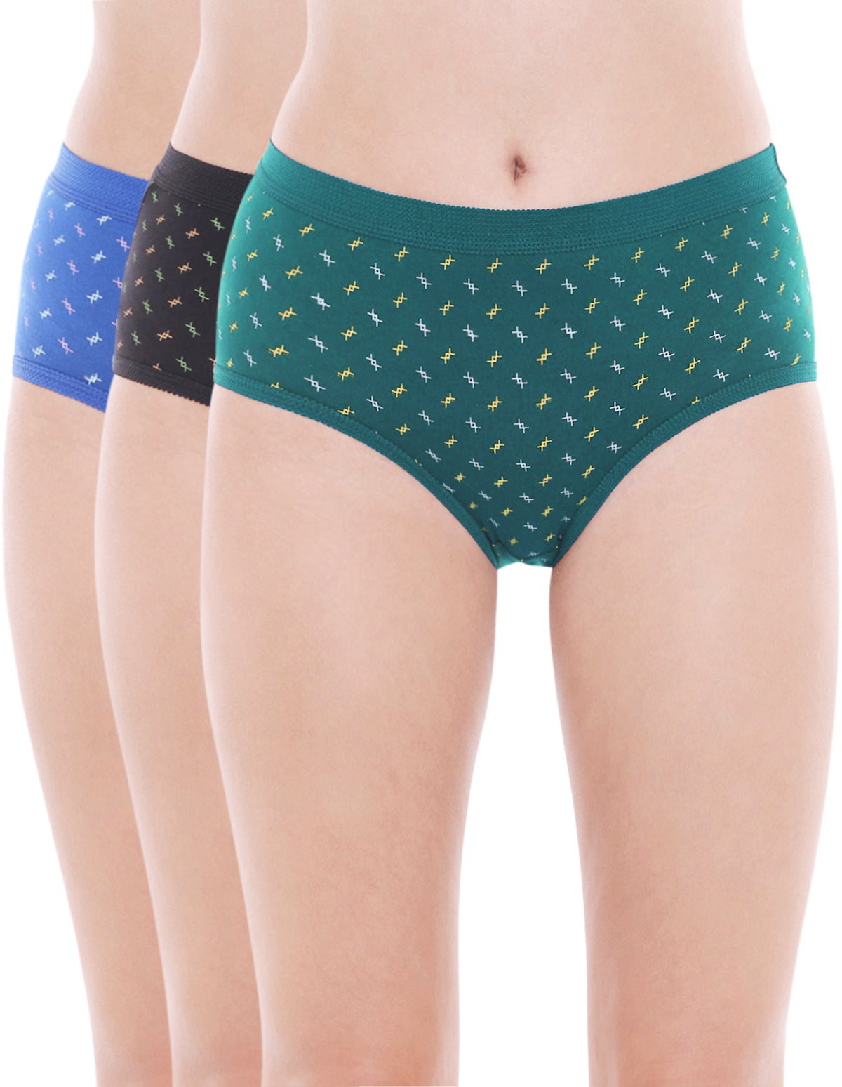 Pack of 3 Printed Cotton Briefs in Assorted colors-24000