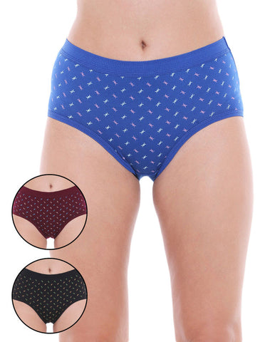 Pack of 3 Printed Cotton Briefs in Assorted colors-24000