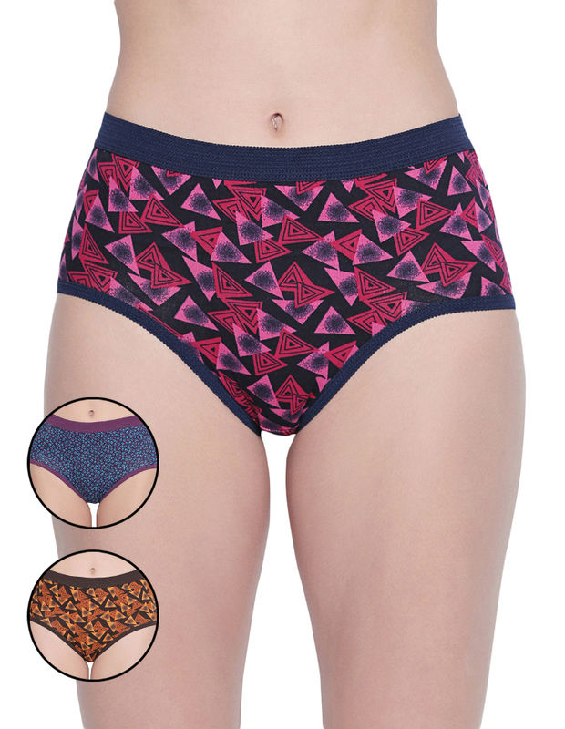 Pack of 3 Printed Cotton Briefs in Assorted colors-25000