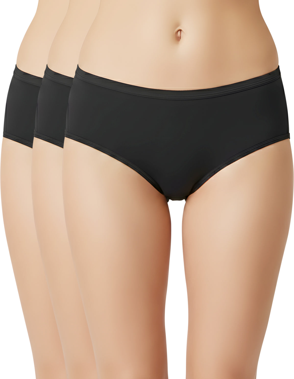 Bodycare Pack of 3 100% Cotton Classic Panties in Black Color-26B