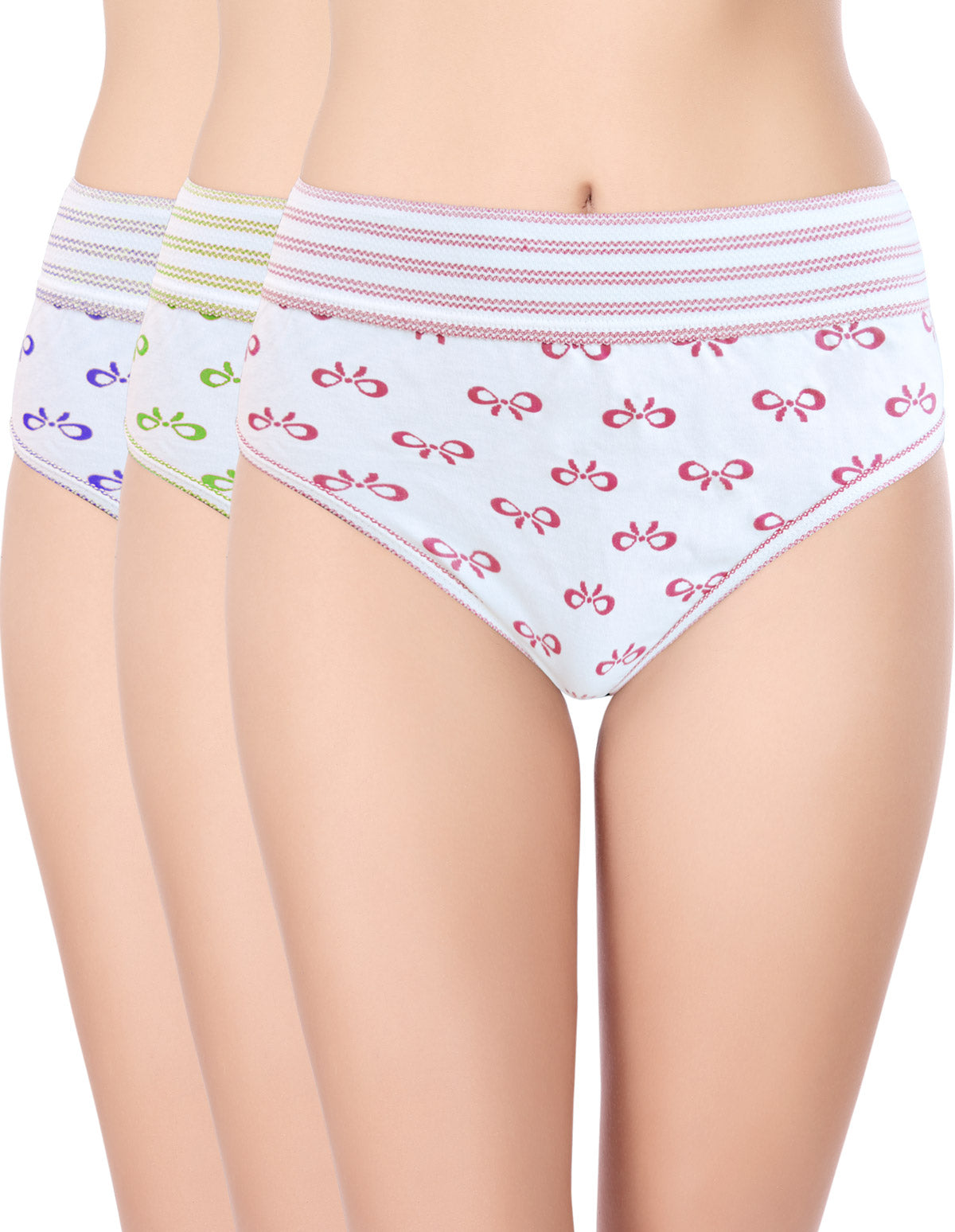 Bodycare High Rise Self Design Panty (Pack of 3) - Multicolor - 2909