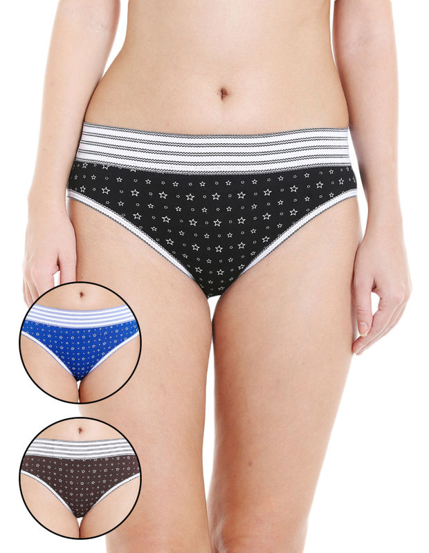 Bodycare Pack of 3 Assorted Cotton Printed Hipster Briefs-2912