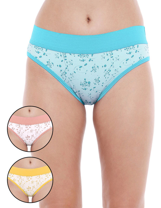 Bodycare Pack of 3 Assorted Cotton Printed Hipster Briefs -2921