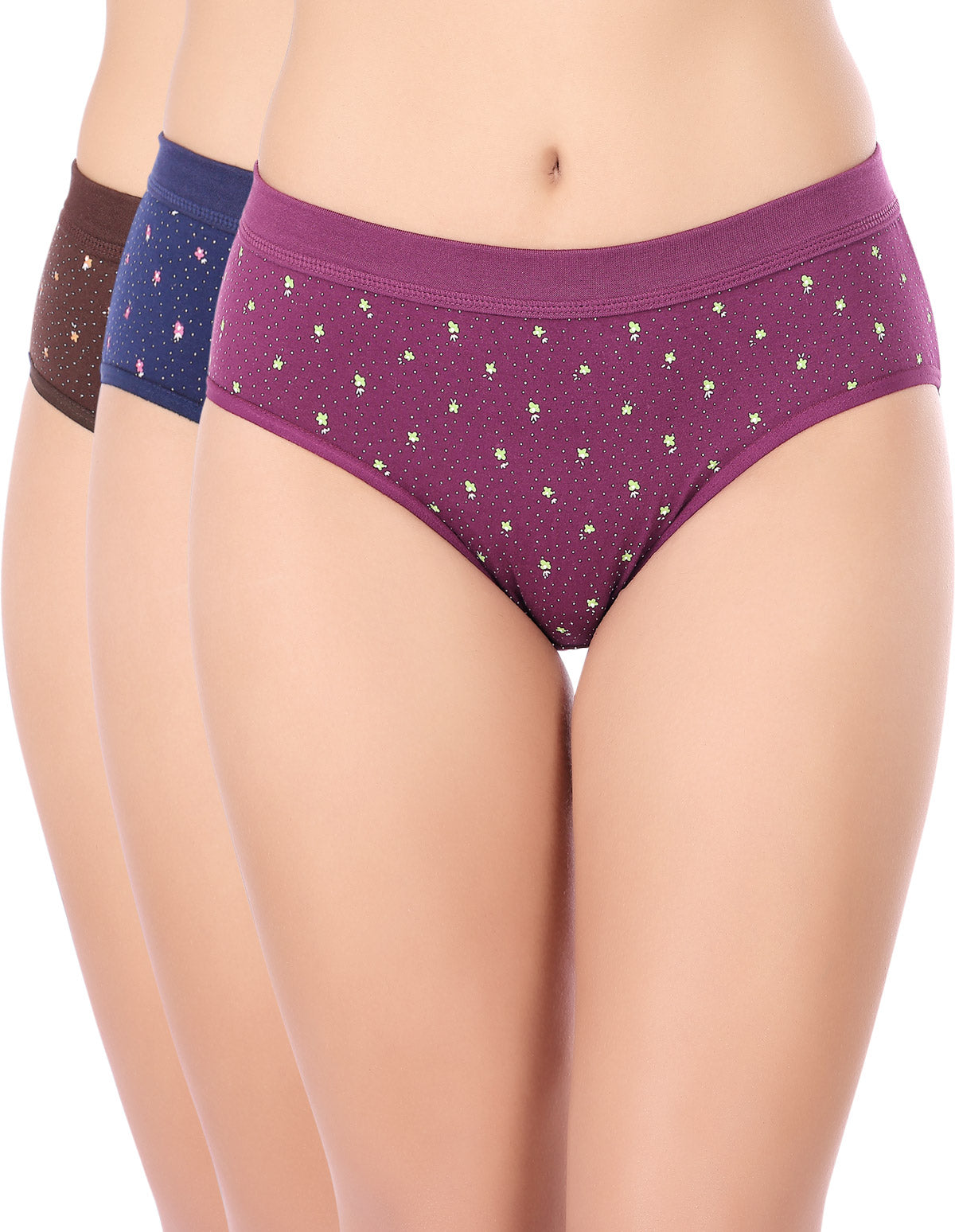 Bodycare High Rise Floral Print Panty (Pack of 3) - Multicolor - 2937D