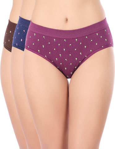 Bodycare High Rise Floral Print Panty (Pack of 3) - Multicolor - 2937D