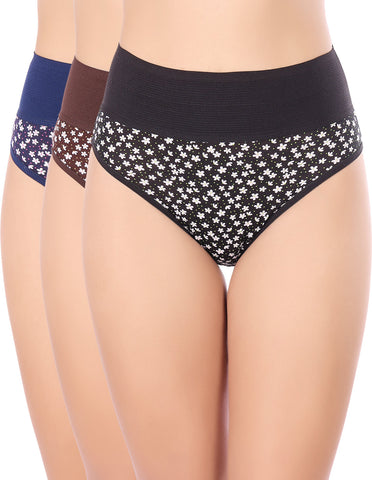 Bodycare High Rise Floral Print Panty (Pack of 3) - Multicolor - 2977