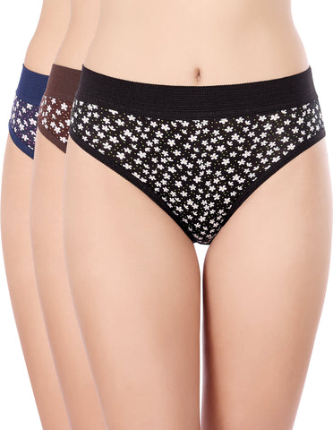 Bodycare Waist Shapewear Floral Print Panty (Pack of 3) - Multicolor - 2978