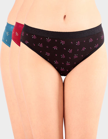 Bodycare High Rise Floral Print Panty (Pack of 3) - Multicolor - 2994