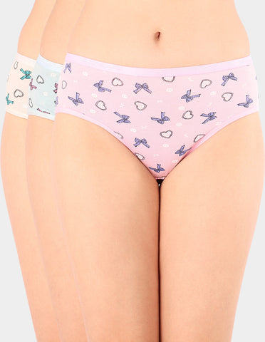 Bodycare Mid Rise Self Design Panty (Pack of 3) - Multicolor - 3243