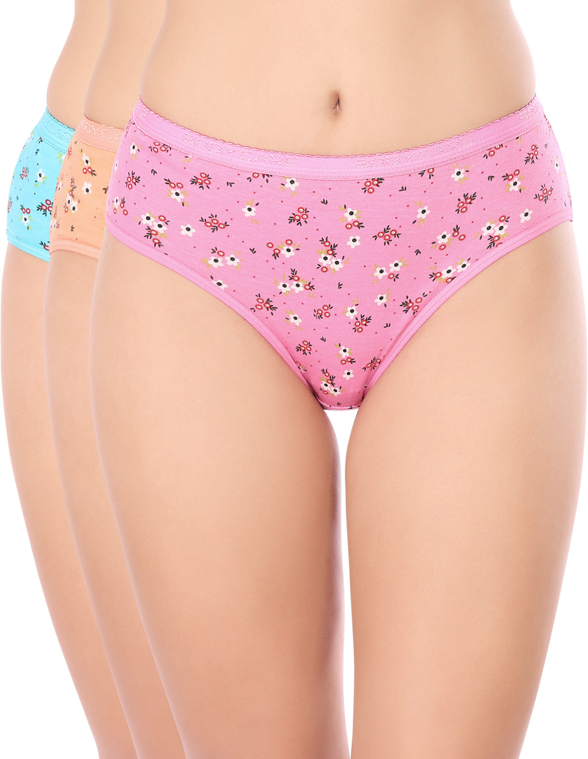 Bodycare Mid Rise Floral Print Panty (Pack of 3) - Multicolor - 4208