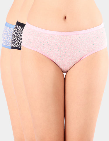 Bodycare Mid Rise Floral Print Panty (Pack of 3) - Multicolor - 4291