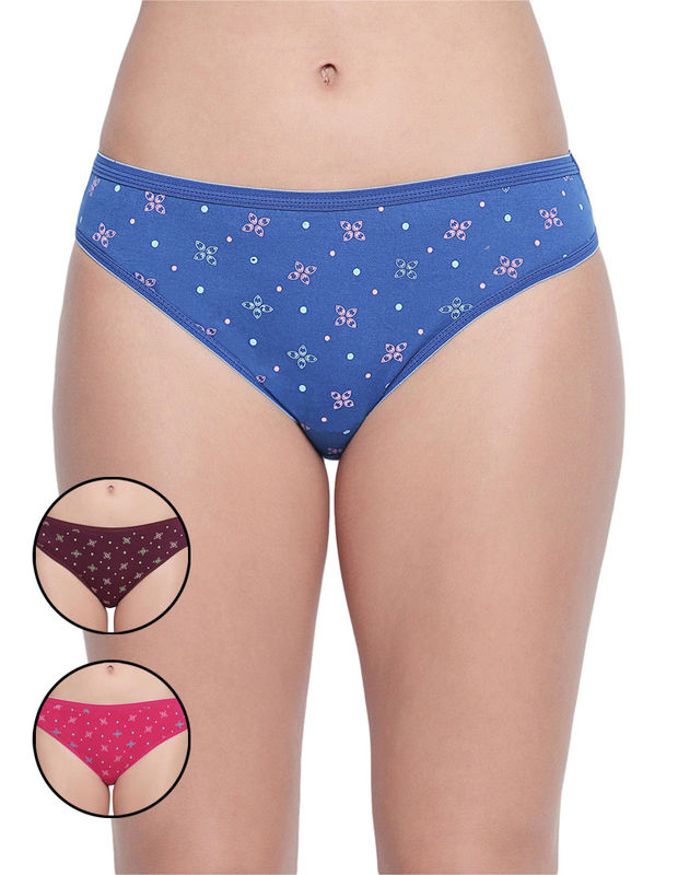 BODYCARE Pack of 3 Dark Printed High Cut Briefs in Assorted Color-5000