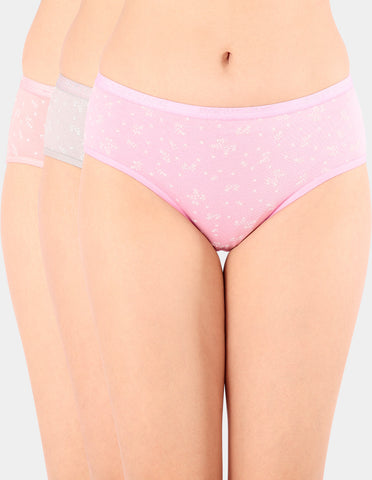 Bodycare Mid Rise Floral Print Panty (Pack of 3) - Multicolor - 5209