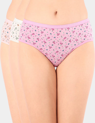 Bodycare Mid Rise Floral Print Panty (Pack of 3) - Multicolor - 5213