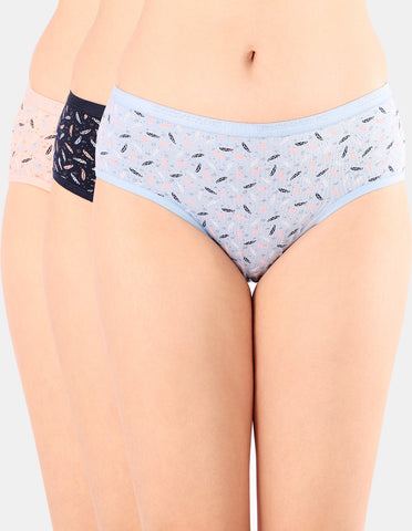 Bodycare Mid Rise Self Design Panty (Pack of 3) - Multicolor - 5220