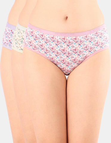 Bodycare Mid Rise Floral Print Panty (Pack of 3) - Multicolor - 5222