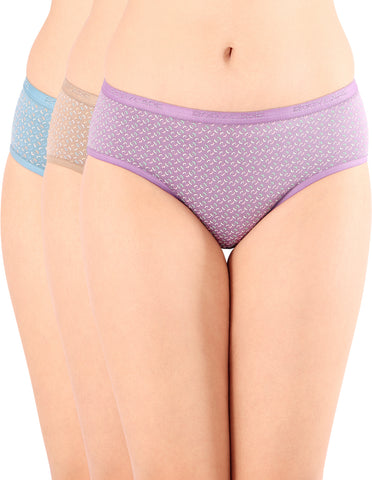 Bodycare Mid Rise Self Design Panty (Pack of 3) - Multicolor - 5228