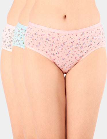 Bodycare Mid Rise Floral Print Panty (Pack of 3) - Multicolor - 5233