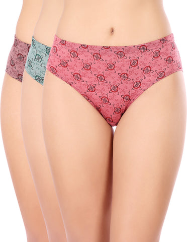 Bodycare Mid Rise Self Design Panty (Pack of 3) - Multicolor - 5401