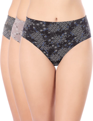 Bodycare Mid Rise Self Design Panty (Pack of 3) - Multicolor-5417