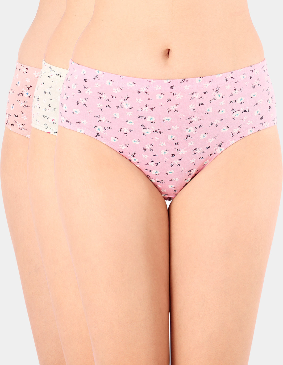 Bodycare Mid Rise Floral Print Panty (Pack of 3) - Multicolor - 5431