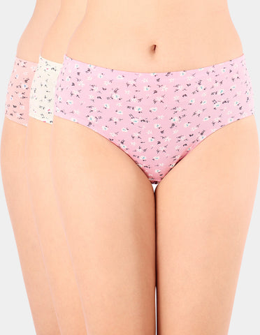 Bodycare Mid Rise Floral Print Panty (Pack of 3) - Multicolor - 5431