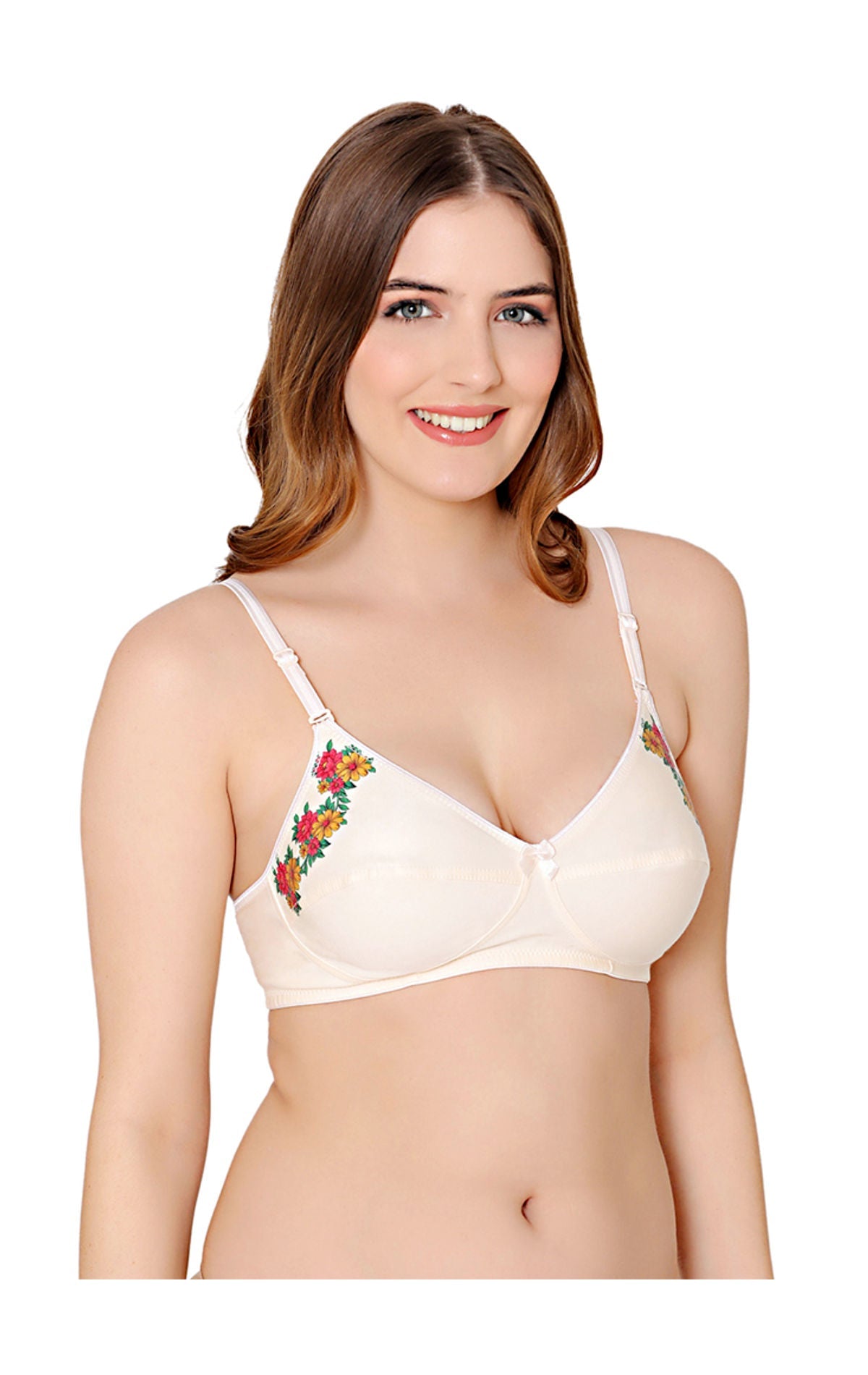 Bodycare polycotton wirefree convertible straps floral cup non padded bra-5510LSKIN