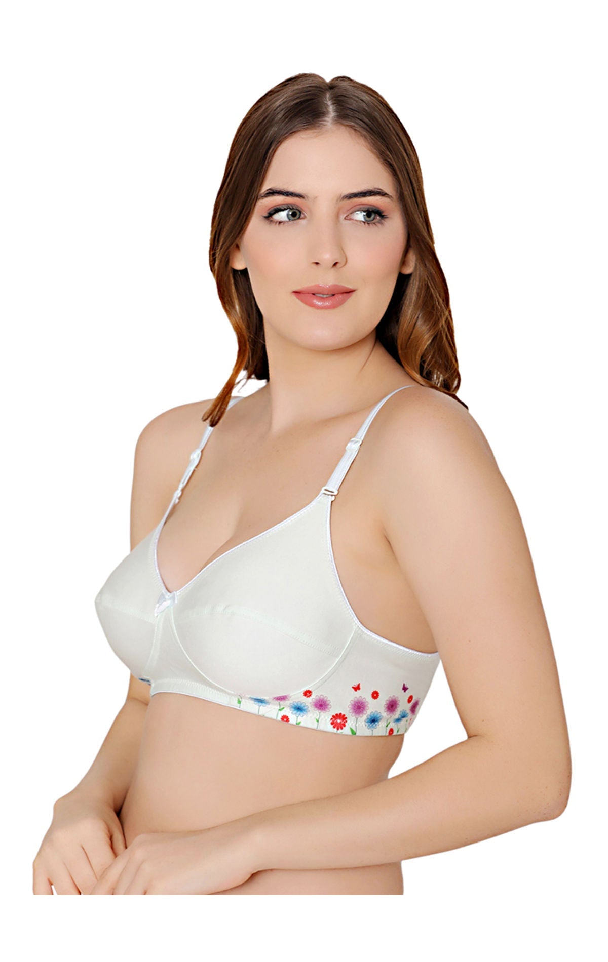 Bodycare polycotton wirefree convertible straps floral cup non padded bra-5510SGRN