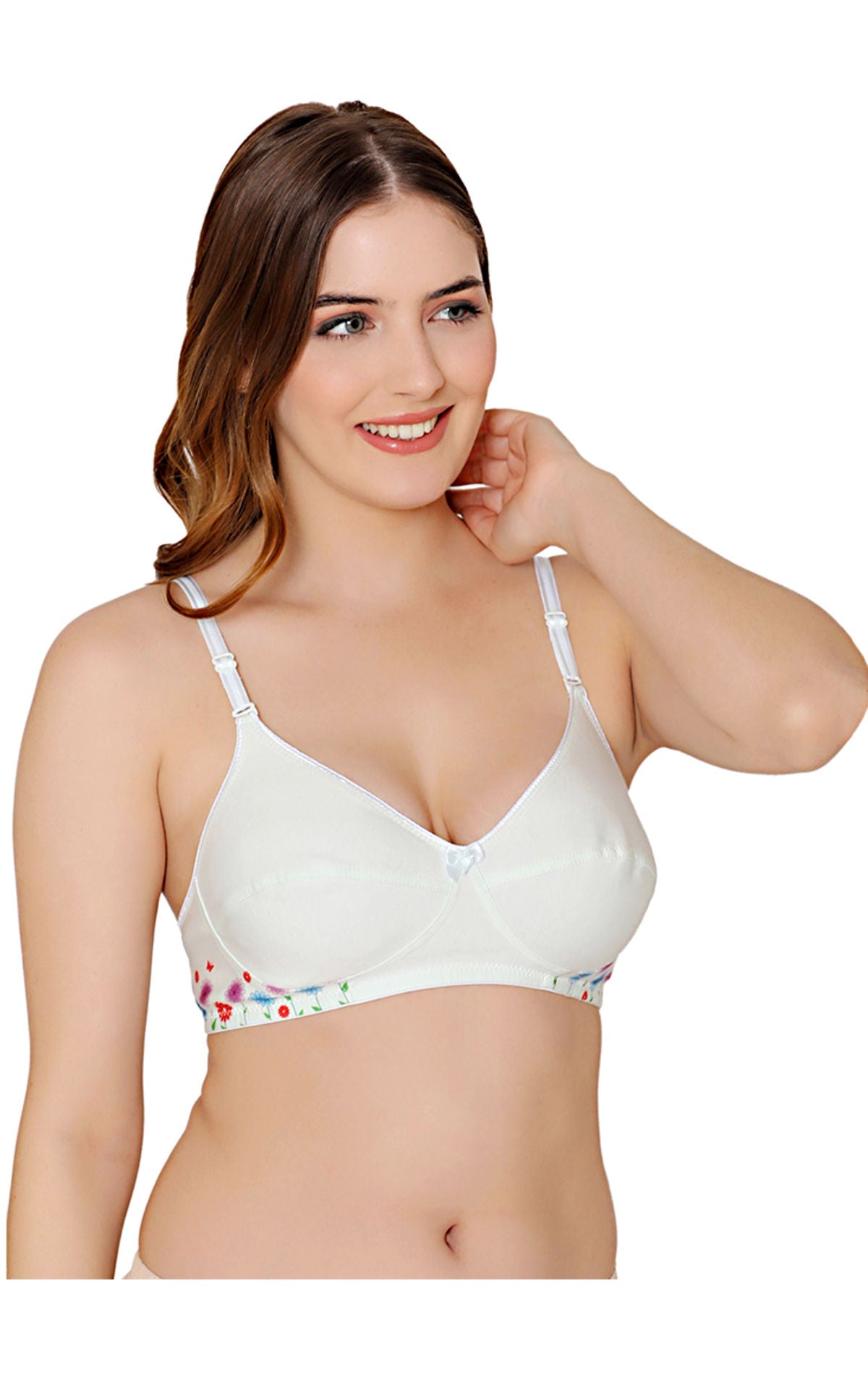 Bodycare polycotton wirefree convertible straps floral cup non padded bra-5510SGRN