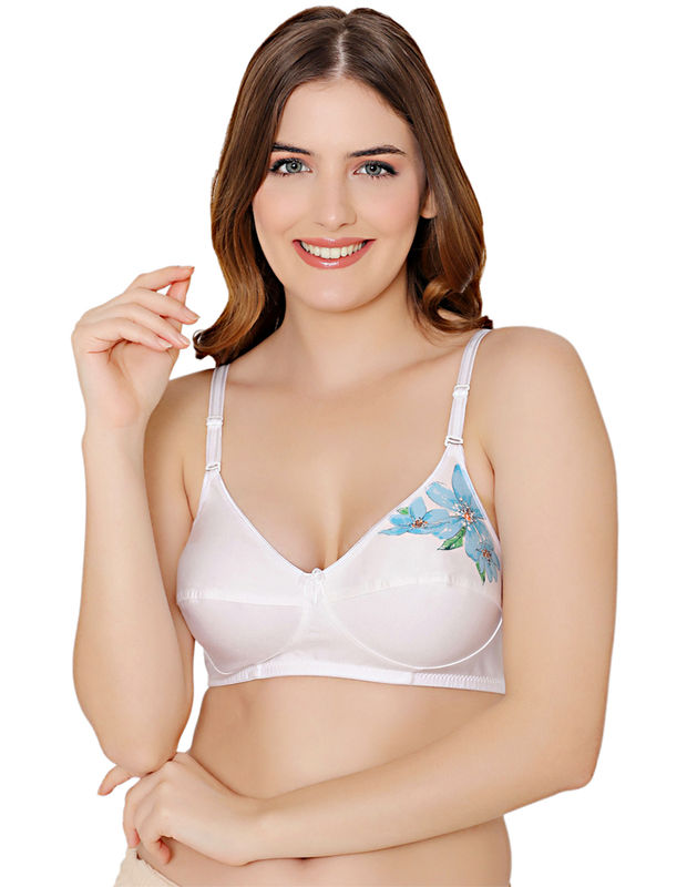 Bodycare polycotton wirefree convertible straps floral cup non padded bra-5510W