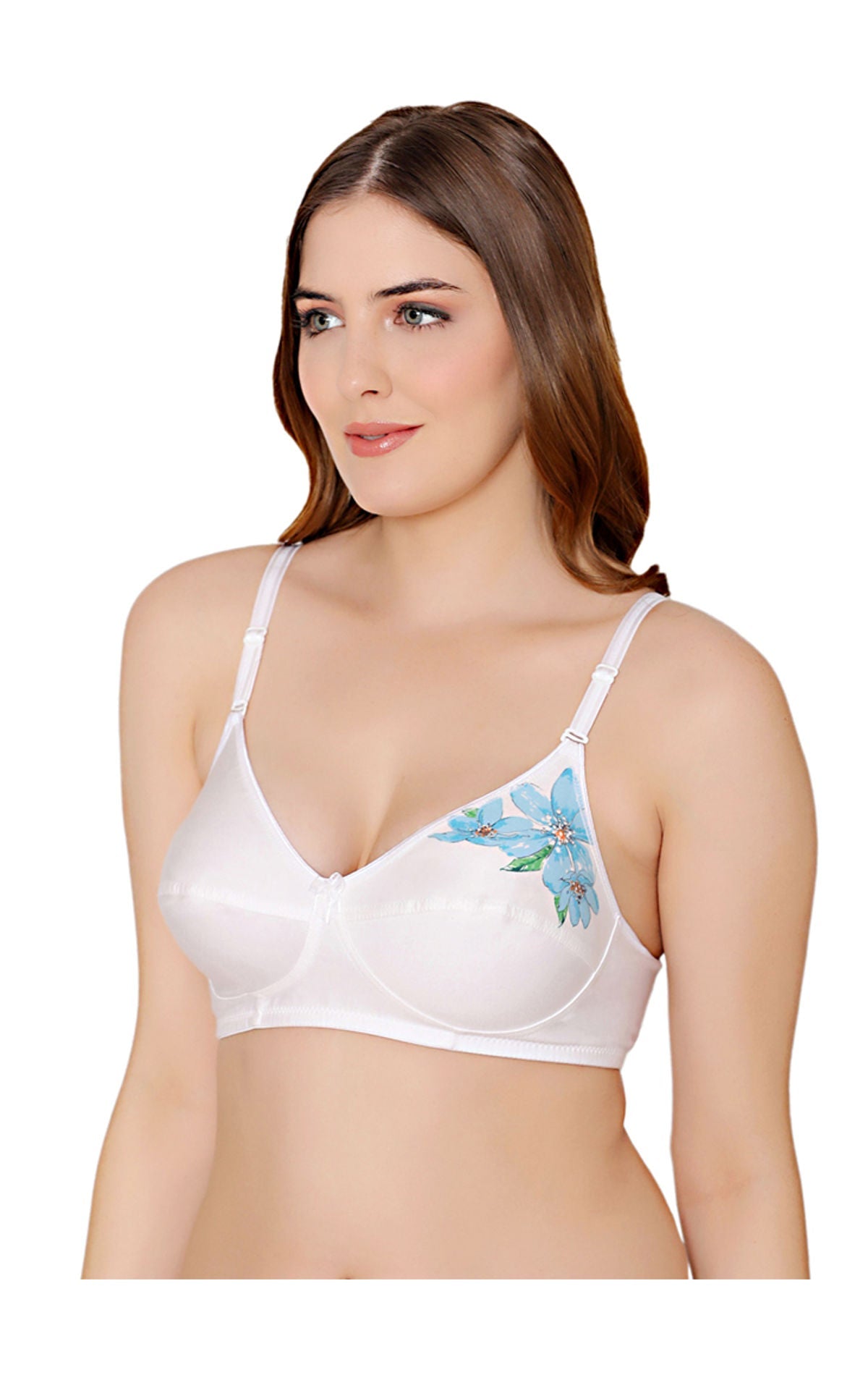 Bodycare polycotton wirefree convertible straps floral cup non padded bra-5510W