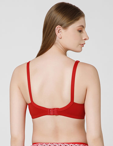 Cotton Net Wirefree Full Coverage Bra for Daily Wear - Red (#5517RED)