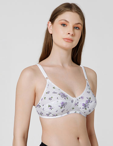 Basic Comfort PC Cotton Wirefree Full Coverage Bra for Daily Wear - 5534PRINT(2)