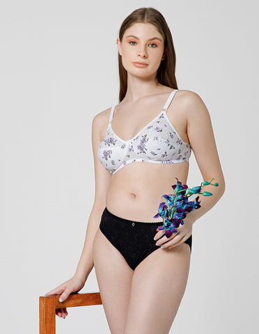 Basic Comfort PC Cotton Wirefree Full Coverage Bra for Daily Wear - 5534PRINT(2)