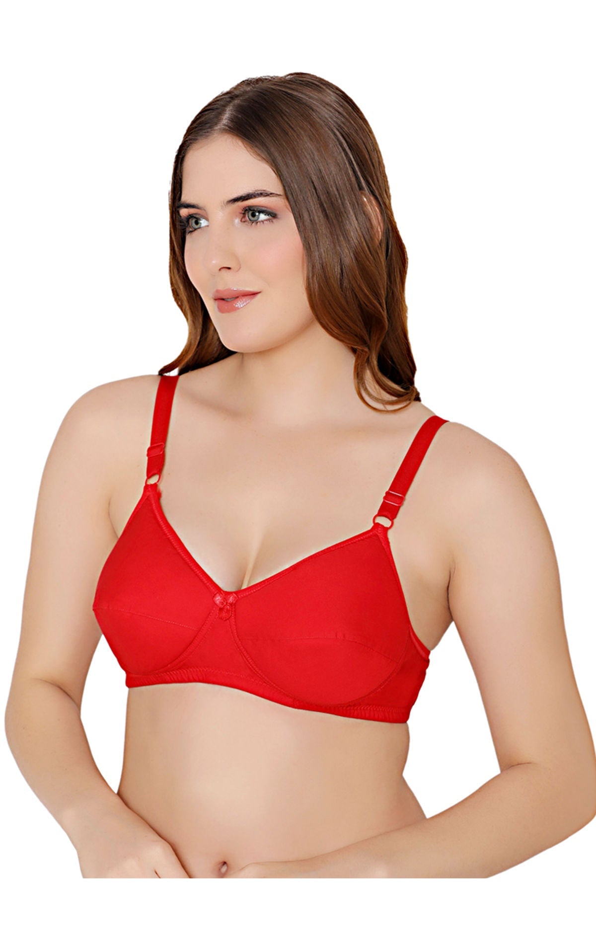 Bodycare cotton wirefree adjustable straps soft cup padded bra-5543RED