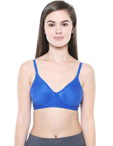 Seamless Cup Bra-5554R.BLUE with free transparent strap